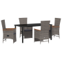 Conjunto de Comedor de Jardín de 5 Piezas con Cojines Ratán Gris