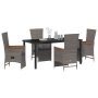 Conjunto de Comedor de Jardín de 5 Piezas con Cojines Ratán Gris