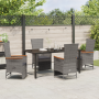 Conjunto de Comedor de Jardín de 5 Piezas con Cojines Ratán Gris