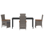 Conjunto de Comedor de Jardín de 5 Piezas con Cojines Ratán Gris