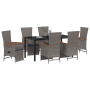 Set de Comedor de Jardín de 7 Piezas con Cojines Gris Ratán