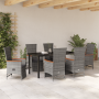 Set de Comedor de Jardín de 7 Piezas con Cojines Gris Ratán