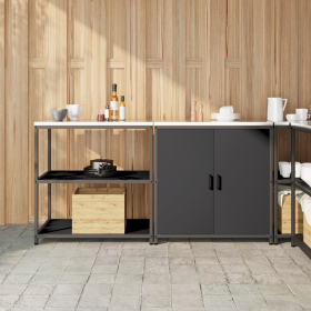 Juego de Almacenamiento de Cocina 2 pcs Negro 150 x 50 x 92 cm