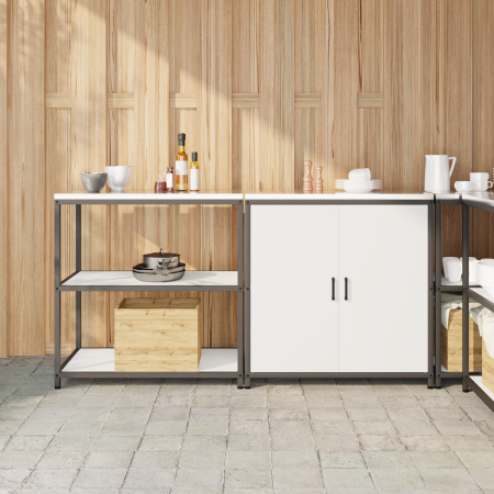 Juego de Almacenamiento de Cocina 2 pcs Blanco 150 x 50 x 92 cm