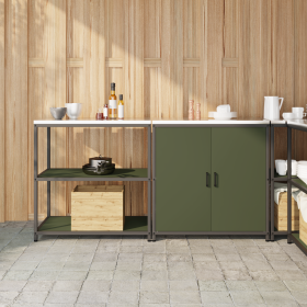 Juego de Almacenamiento de Cocina con estante 2 pcs Verde Oliva
