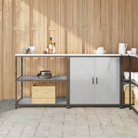 Juego de Almacenamiento de Cocina 2 pcs Plata 150 x 50 x 92 cm