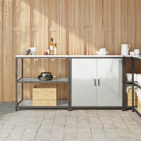 Juego de Almacenamiento de Cocina 2 pcs Plata 150 x 50 x 92 cm
