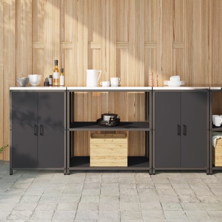 Juego de Almacenamiento de Cocina 3 pcs Negro 210 x 50 x 92 cm