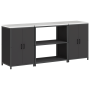 Juego de Almacenamiento de Cocina 3 pcs Negro 210 x 50 x 92 cm