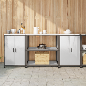 Juego de Almacenamiento de Cocina 3 pcs Plata 210 x 50 x 92 cm