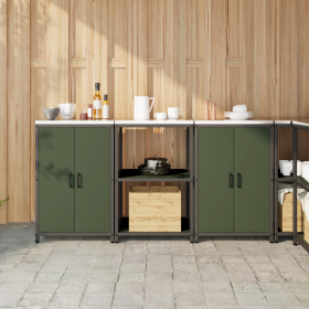 Juego de Almacenamiento de Cocina con estante 3 pcs Verde Oliva