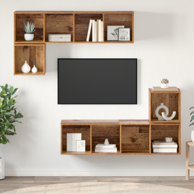Conjunto de mueble de TV 4 pcs Madera antigua