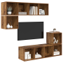 Conjunto de mueble de TV 4 pcs Madera antigua