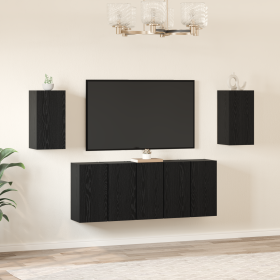Conjunto de mueble de TV 7 pcs Roble negro 30.5 x 30 x 60 cm