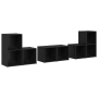 Juego de muebles de TV 6 pcs Roble Negro Madera contrachapada
