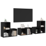 Juego de muebles de TV 6 pcs Roble Negro Madera contrachapada