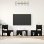 Juego de muebles de TV 6 pcs Roble Negro Madera contrachapada