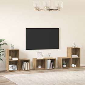 Juego de muebles de TV con estante con almacenamiento 6 pcs