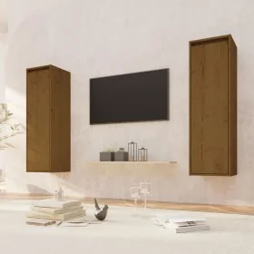 Wall cabinets 2 pcs honey brown pine wood 30x30x100 cm by vidaXL, Shelves and shelves - Ref: Foro24-813512, Price: 88,84 €, D...