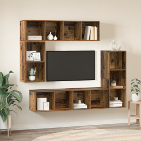 Conjunto de mueble de TV 4 pcs Madera antigua