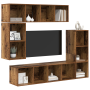 Conjunto de mueble de TV 4 pcs Madera antigua