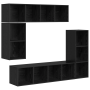 Conjunto de mueble de TV 4 pcs Roble negro Madera contrachapada