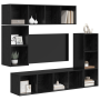 Conjunto de mueble de TV 4 pcs Roble negro Madera contrachapada