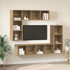 Conjunto de mueble de TV con almacenamiento 4 pcs Roble artisan