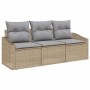 Conjunto de sofá de jardín 3 pcs Beige Poliratán