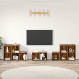 Juego de muebles de TV 8 pcs Madera Vieja Madera contrachapada