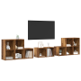 Juego de muebles de TV 8 pcs Madera Vieja Madera contrachapada