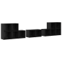 Juego de muebles de TV 8 pcs Roble Negro Madera contrachapada
