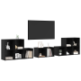 Juego de muebles de TV 8 pcs Roble Negro Madera contrachapada