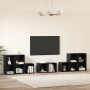 Juego de muebles de TV 8 pcs Roble Negro Madera contrachapada