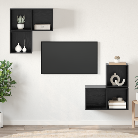 Juego de muebles de TV 4 pcs Roble negro 37 x 37 x 72 cm