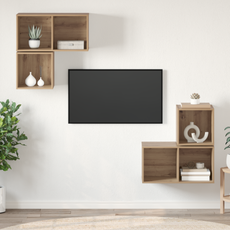 Juego de muebles de TV 4 pcs Roble artisan 37 x 37 x 72 cm