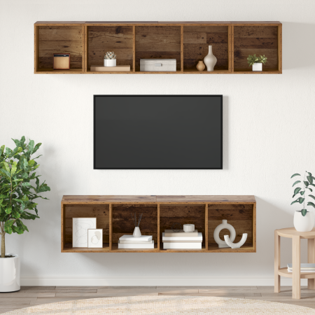 Conjunto de mueble de TV 4 pcs Madera antigua