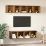 Conjunto de mueble de TV 4 pcs Madera antigua