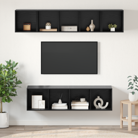 Conjunto de mueble de TV 4 pcs Roble negro 37 x 37 x 142.5 cm