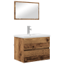 Juego de muebles de baño 3 pcs Madera antigua 60 x 38.5 x 45 cm