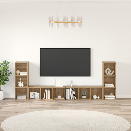 Gabinete de TV 4 pcs Roble artesanal 37 x 35 x 107.5 cm