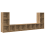 Gabinete de TV 4 pcs Roble artesanal 37 x 35 x 107.5 cm
