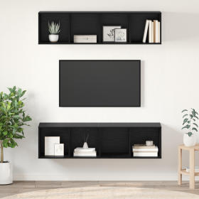 Conjunto de mueble de TV 2 pcs Roble negro 37 x 37 x 142.5 cm