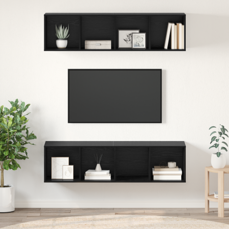 Conjunto de mueble de TV 2 pcs Roble negro 37 x 37 x 142.5 cm