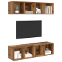 Mueble de TV de Pared 4 pcs Madera antigua 37 x 37 x 72 cm