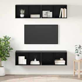 Mueble de TV de Pared 4 pcs Roble negro 37 x 37 x 72 cm