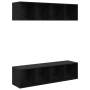 Mueble de TV de Pared 4 pcs Roble negro 37 x 37 x 72 cm