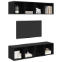 Mueble de TV de Pared 4 pcs Roble negro 37 x 37 x 72 cm