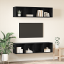 Mueble de TV de Pared 4 pcs Roble negro 37 x 37 x 72 cm