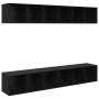 Mueble de TV de Pared 4 pcs Roble negro 37 x 37 x 107.5 cm